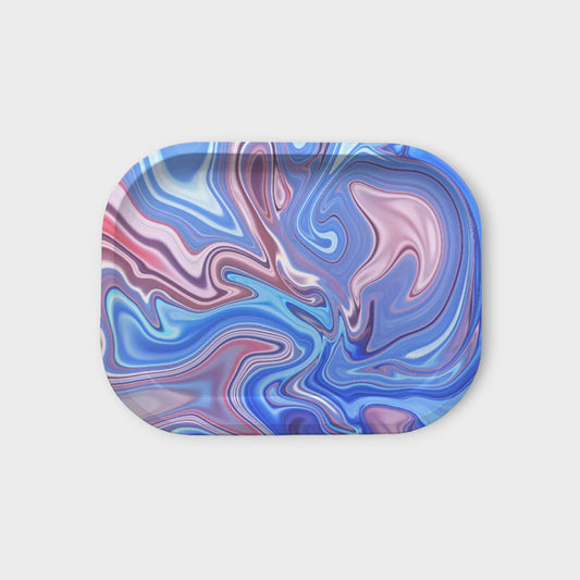 Blue + Red Abstract Rolling Tray