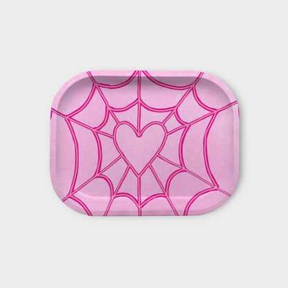 Pink Web Heart Rolling Tray