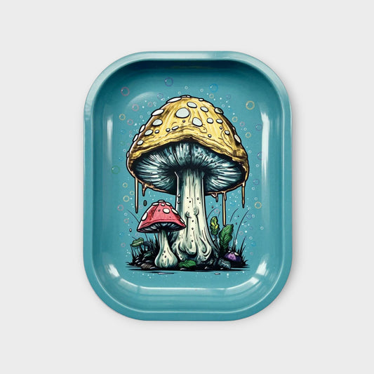 Teal Mushroom Rolling Tray